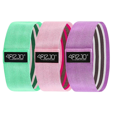 Zestaw pętli oporowych w pastelowej kolorystyce - materiałowe gumy do aktywacji mięśni oraz ćwiczeń wzmacniających - taśmy oporowe do treningu i rehabilitacji (4Fizjo Hip Band)