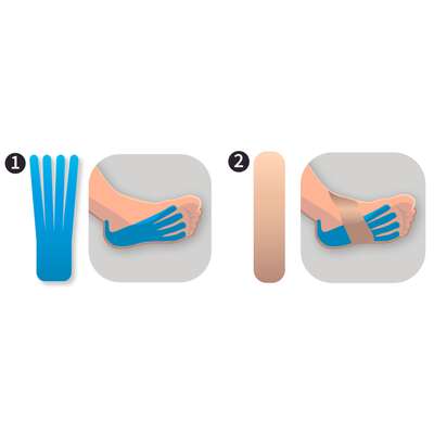 Zestaw gotowych aplikacji na stopę - kinesiology tape - szybka i łatwa aplikacja (AcuTop Precut Foot)