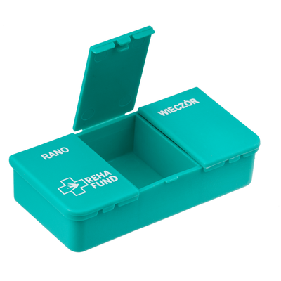 Kasetka jednodniowa na leki - 3 pory dnia - rano, południe, wieczór - wygodny trzykomorowy organizer na leki Reha Fund (RF-351)