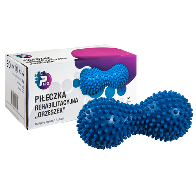 Piłeczka rehabilitacyjna z wypustkami do rehabilitacji, ćwiczenia dłoni i masażu stóp - rozluźnienie mięśni, poprawa krążenia, stymulacja receptorów skóry (Pino Orzeszek)