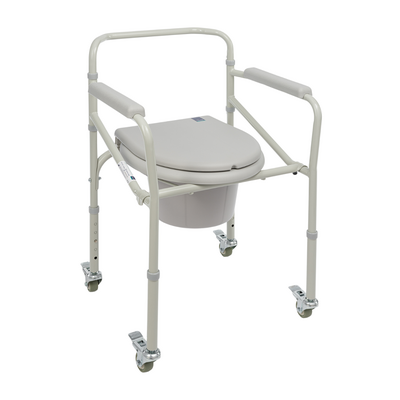 Krzesło toaletowe na kółkach - możliwość regulacji wysokości, koła wyposażone w blokadę postojową (KT 023C)
