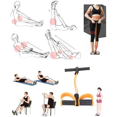 Ekspander gumowy na nogi do ćwiczenia mięśni brzucha, rąk i ud - lekki i poręczny przyrząd do treningu w domu (24149)