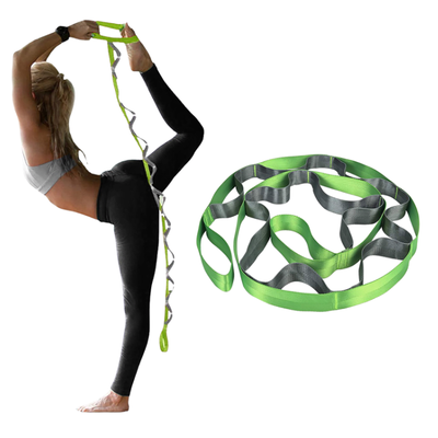 Pasek do jogi, stretchingu i rehabilitacji - pasek podzielony na segmenty z mocowaniem na drzwi - Yoga Stretch (24219)