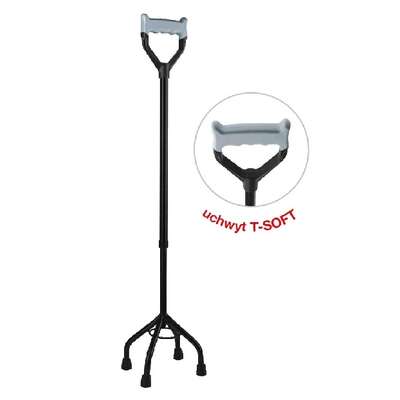 Ortopedyczna laska inwalidzka - czwórnóg z miękkim uchwytem T-Soft (AR017M)
