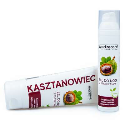 Żel do nóg z wyciągiem z kasztanowca, arniki i babki lancetowatej - działanie kojące i chłodzące, ulga dla zmęczonych i opuchniętych nóg - SportRecord