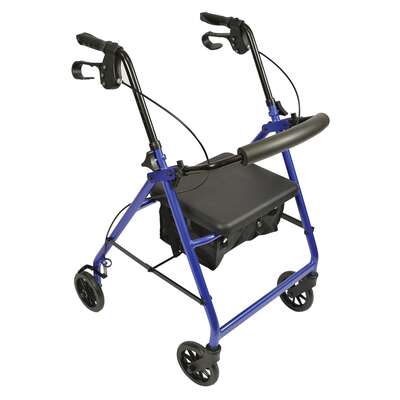 Podpórka czterokołowa składana z funkcją transportową - aluminiowa konstrukcja, anatomicznie wyprofilowane uchwyty, wygodne siedzisko - ALUBEST