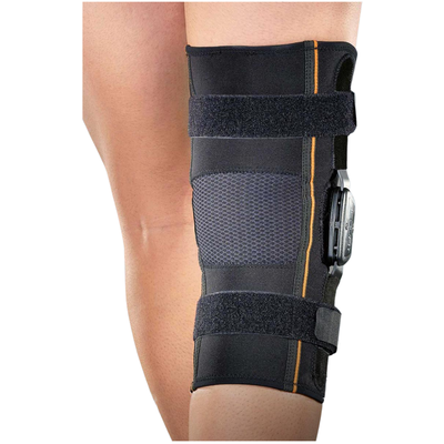 Krótka orteza stawu kolanowego z policentrycznymi szynami bocznymi i regulacją zakresu ruchomości - otwarta konstrukcja - Orthoservice (GenuFIT 25A)