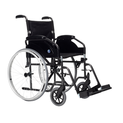 Wózek inwalidzki standardowy dla dorosłych - rama składana krzyżakowo, tylne koła na szybkozłączki (Vermeiren 101)