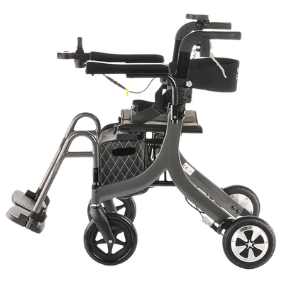 Wielofunkcyjny wózek inwalidzki o napędzie elektrycznym - połączenie wózka z podpórką transportową - dwa moduły sterowania, aluminiowa rama o konstrukcji krzyżakowej + torba na zakupy - Multiplus (DRVI0M)