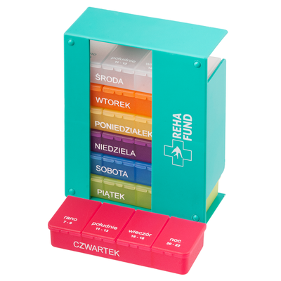 Kasetka tygodniowa na leki - 4 pory dnia - wygodny organizer na leki Reha Fund (RF-357)