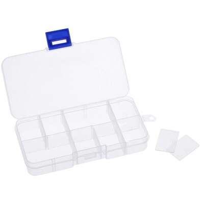 Organizer na leki - wygodne przegródki z możliwością indywidualnego dopasowania, przezroczysta konstrukcja (01776)