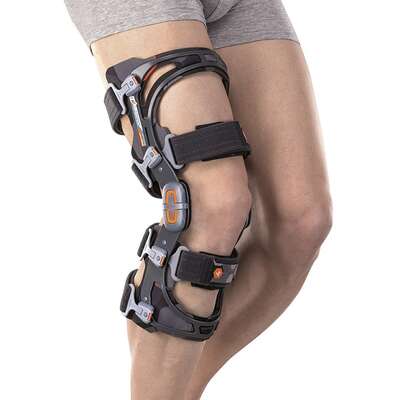 Funkcjonalna orteza stawu kolanowego - wsparcie przy niestabilności kolana i uszkodzeniu więzadeł - lekka, aluminowa rama, policentryczny zegar, antypoślizgowa wyściółka multi-grip - Orthoservice (Pluspoint FAST)