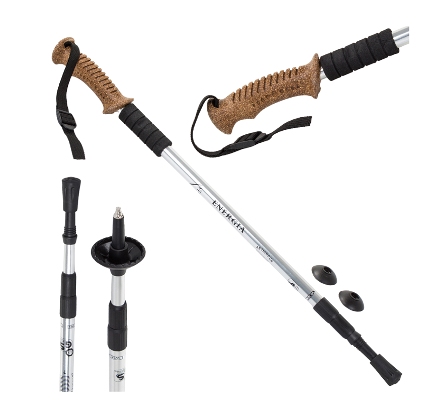 Kijek trekkingowy z korkowym uchwytem i systemem anti-shock - lekki i wytrzymały kijek do nordic walking (14008)