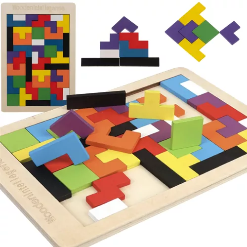 Układanka drewniana - wielokolorowe puzzle rozwijające wyobraźnię i kreatywność (22667)