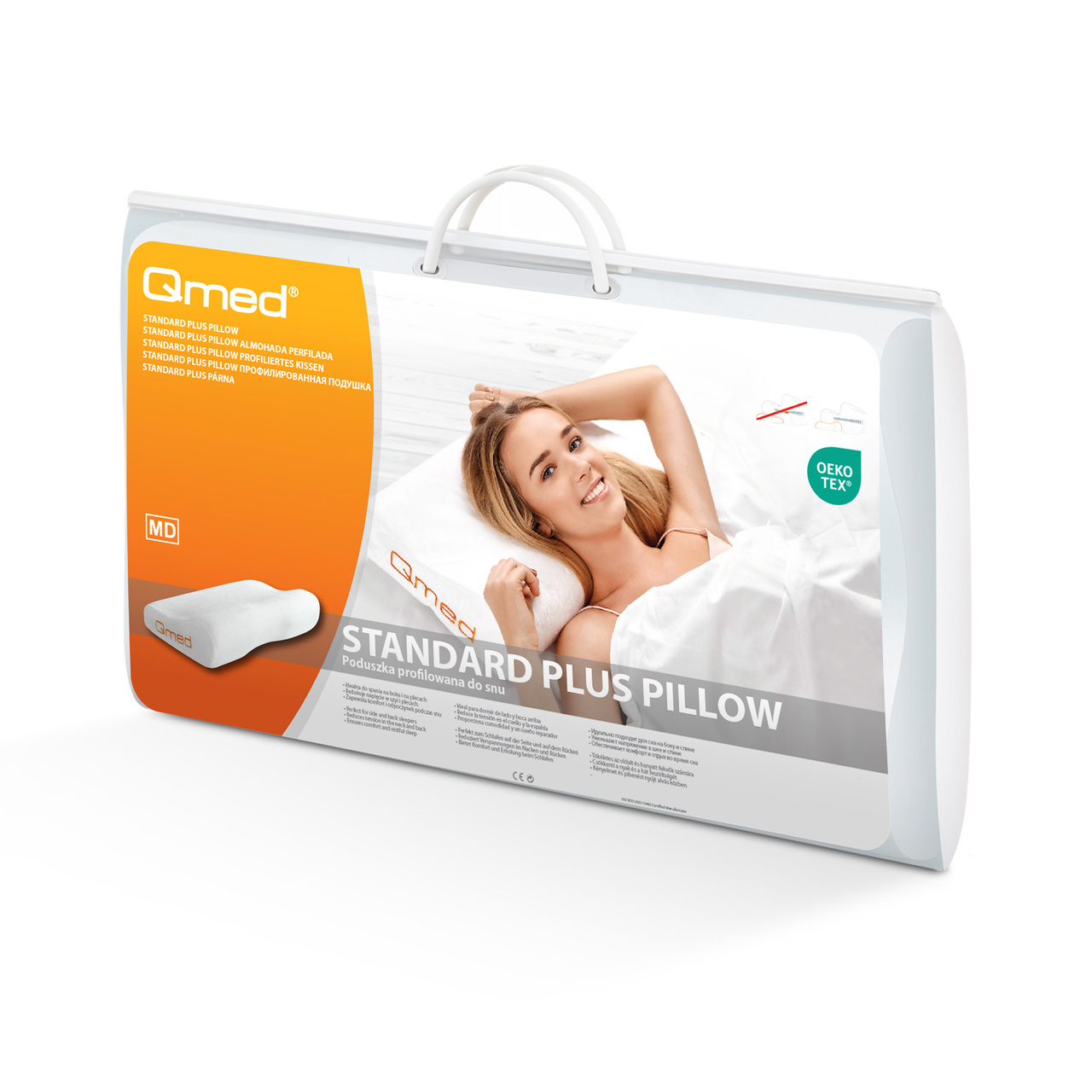 Szwedzka poduszka ortopedyczna z pamięcią kształtu Standard plus Pillow + PROFIL BARKU (QMED-plus)