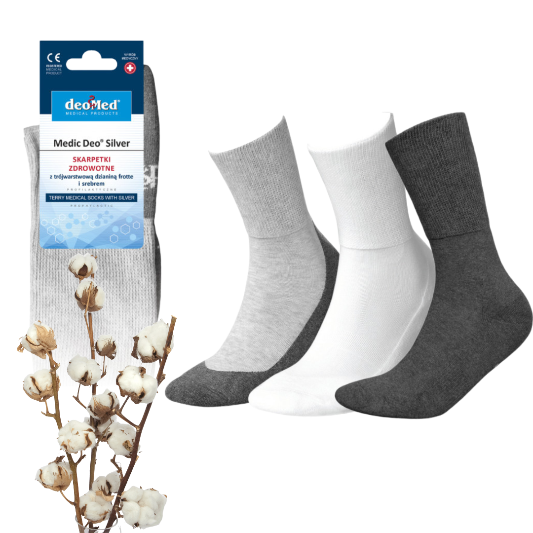 ZDROWOTNE Skarpetki Medyczne DeoMed frotowe - BEZUCISKOWE (medic cotton)