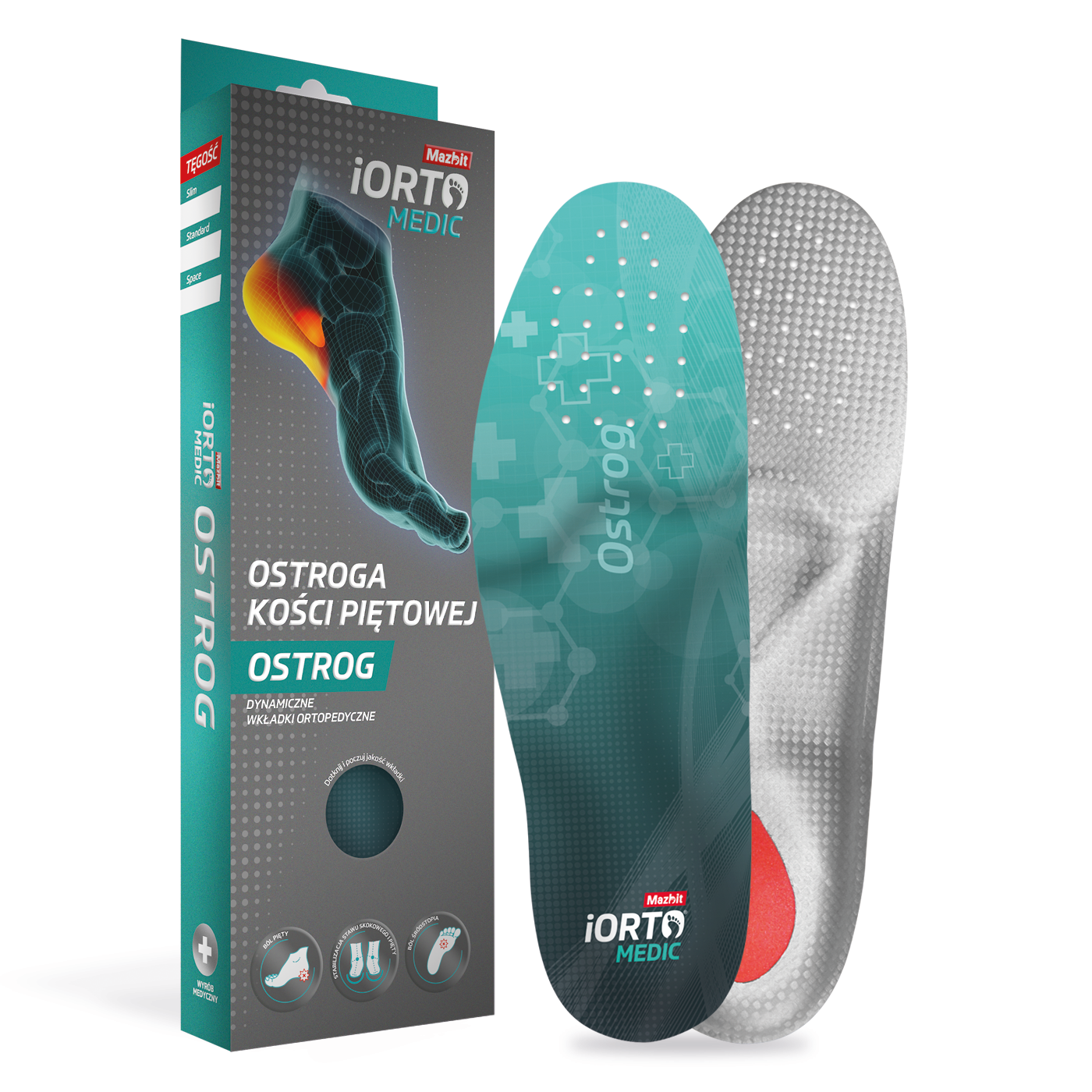 Dynamiczna wkładka na bóle pięty, ostrogę, ścięgno Achillesa (iORTO MEDIC OSTROG)