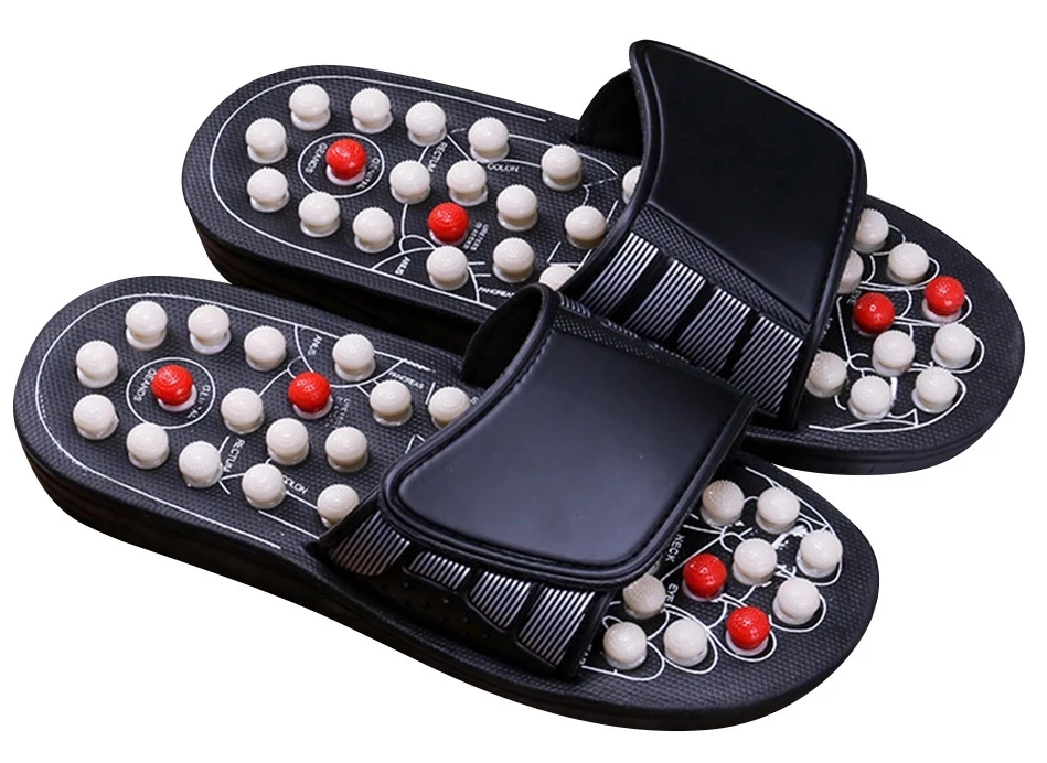 Klapki do masażu i akupresury - refleksologia stóp - klapki zdrowotne - niwelowanie bólu, działanie odprężające i antystresowe - para (15527)