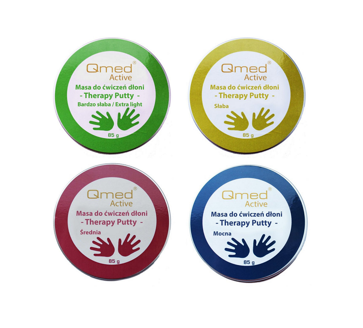 Atestowana masa terapeutyczna do ćwiczeń i rehabilitacji dłoni i palców (Qmed Therapy Putty)