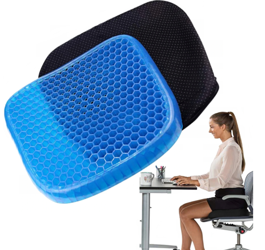 Żelowa poduszka do siedzenia - dobra wentylacja, antypoślizgowy pokrowiec - podkładka zwiększająca komfort podczas siedzenia (Gel Pillow 24618)