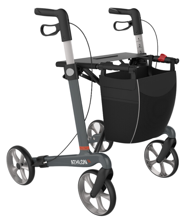 Rolator karbonowy z włókna węglowego - podpórka o ultralekkiej konstrukcji - stylowa rama, ergonomiczne uchwyty + torba na zakupy - Rehasense (Athlon