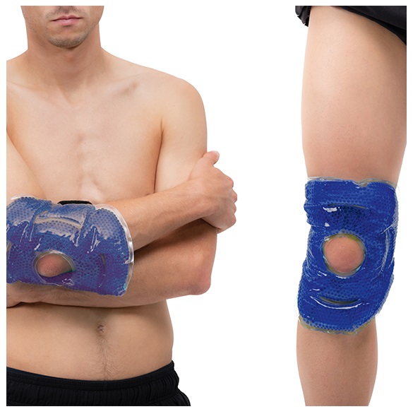 Kompres żelowy na łokieć lub kolano z paskiem mocującym - okład z perełkami żelowymi do terapii ciepłem i zimnem (MoVeS Hot/Cold Pearl Pack)