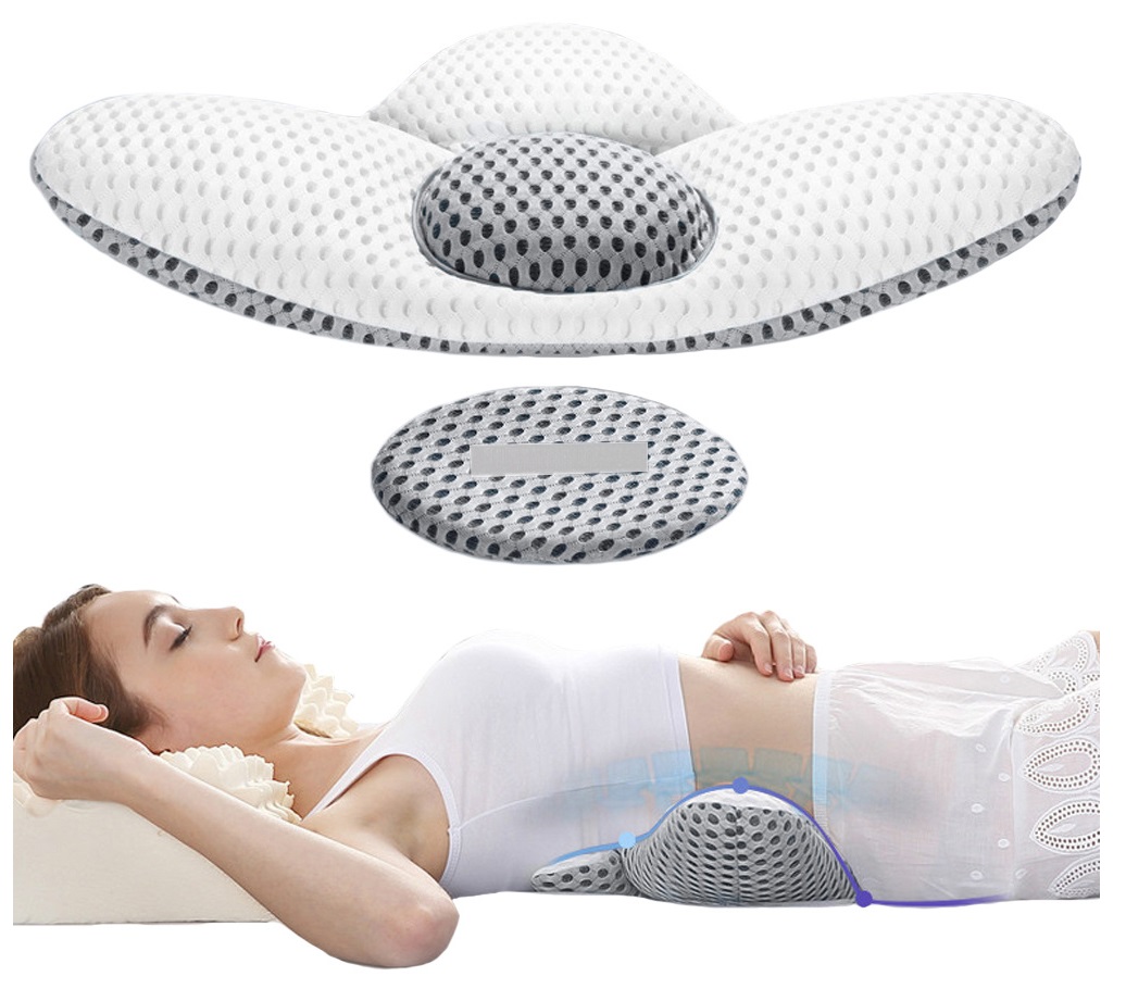 Poduszka lędźwiowa z wkładką podwyższającą - podpórka pod plecy, nogi lub głowę - ergonomiczny kształt, siateczkowy pokrowiec (01914)