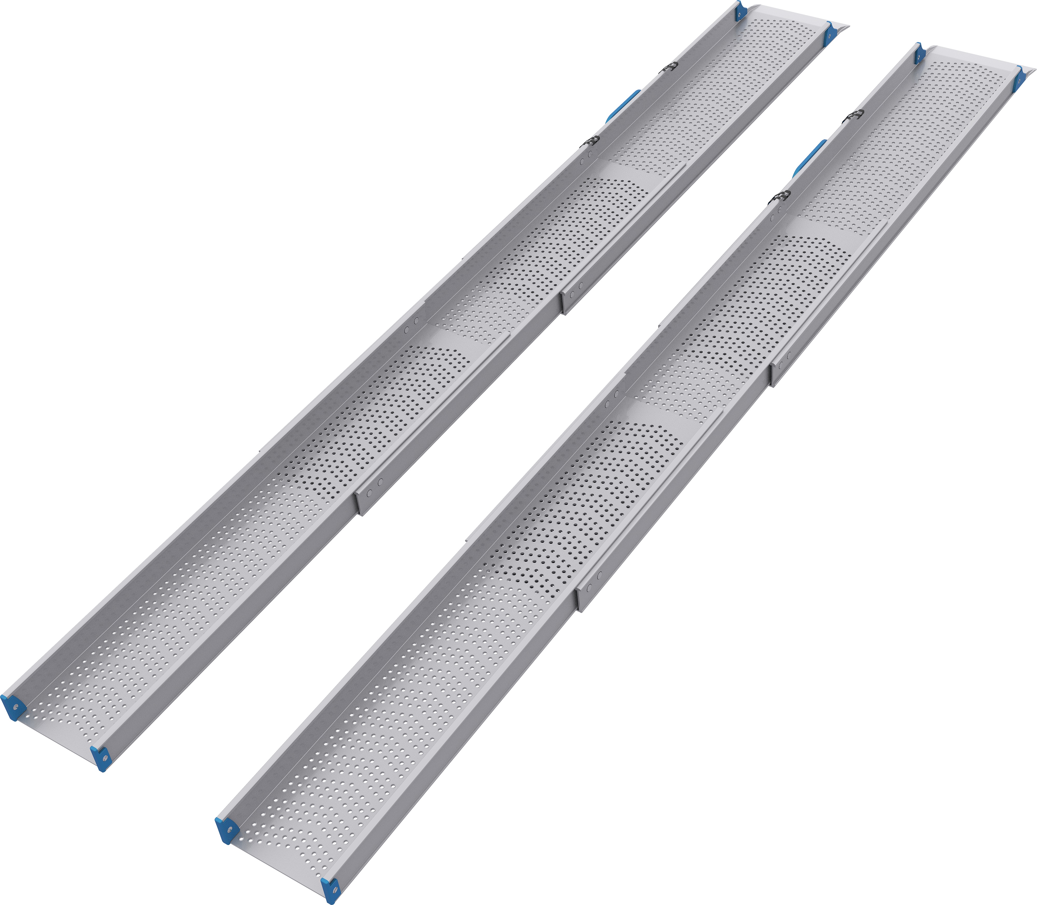 Zestaw 2 aluminiowych ramp podjazdowych - teleskopowe 3-częściowe rampy do pokonywania przeszkód na wózku inwalidzkim - Rehasense (Pondus T3)